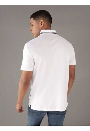 Polo Blanco Con Ribete De Algodón Líquido Calvin Klein