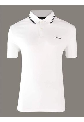 Polo Blanco Con Ribete De Algodón Líquido Calvin Klein