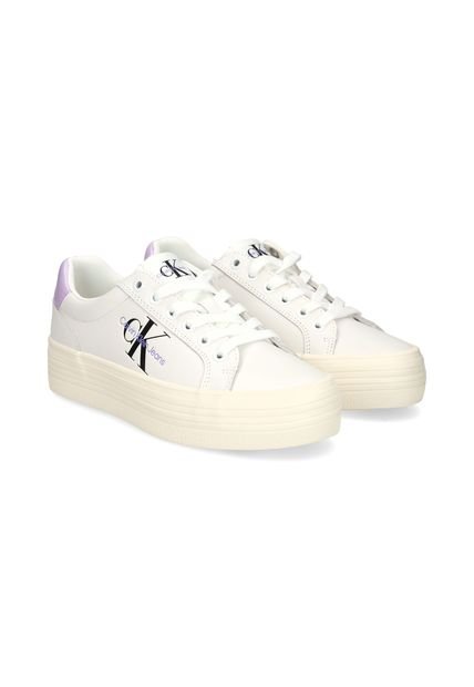 Tenis Blanco De Plataforma De Cuero Calvin Klein