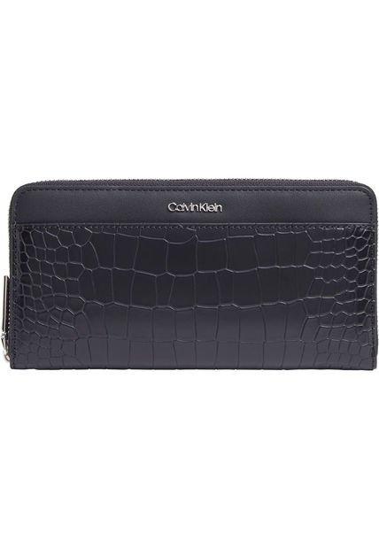 Billetera Negra Must Con Estilo Cocodrilo Calvin Klein