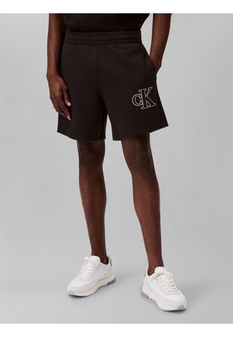 Pantaloneta Negra De Punto De Canalé Con Monograma Bordado Calvin Klein Calvin Klein