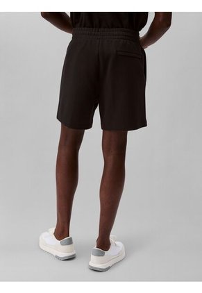 Pantaloneta Negra De Punto De Canalé Con Monograma Bordado Calvin Klein