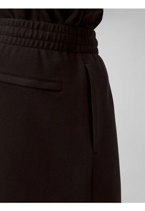 Pantaloneta Negra De Punto De Canalé Con Monograma Bordado Calvin Klein