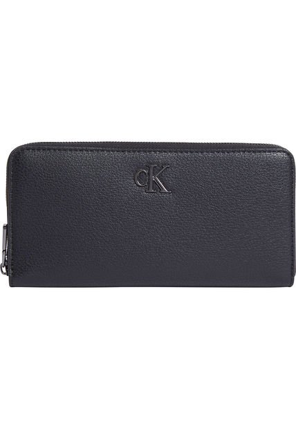 Billetera Negra Minimalista Con Monograma Calvin Klein