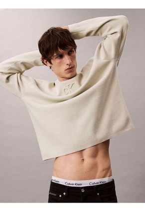 Saco Beige De Cuello Redondo Y Logo En Relieve Calvin Klein