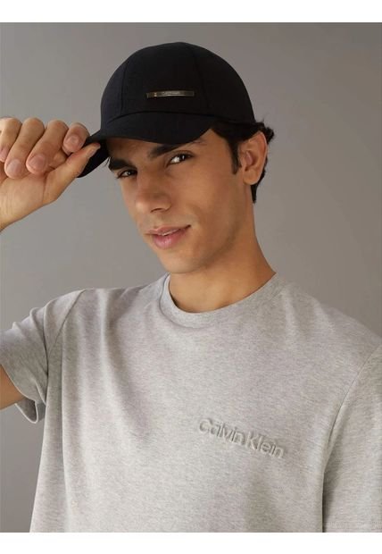 Gorra Negra De Algodón Con Barra Metálica Calvin Klein