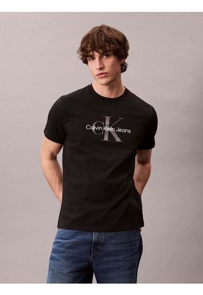 Camiseta Negra Con Monograma Calvin Klein