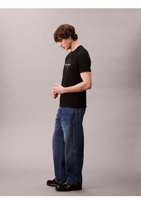 Camiseta Negra Con Monograma Calvin Klein