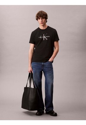 Camiseta Negra Con Monograma Calvin Klein
