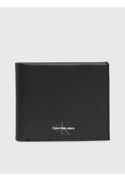 Billetera Negra Bifold Soft Con Monograma Calvin Klein