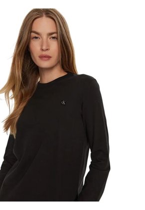 Camiseta Negra Regular Manga Larga Calvin Klein