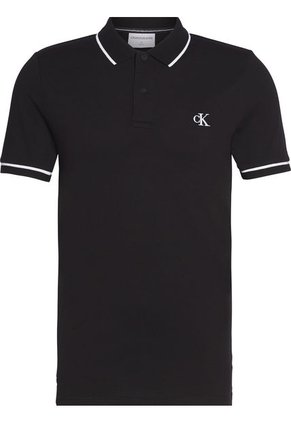 Polos Slim De Piqué Elástico Negro Calvin Klein
