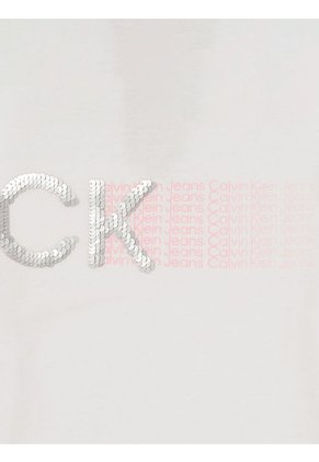 Camiseta Con Logotipo De Lentejuelas Niña Blanco Calvin Klein
