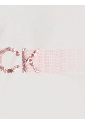 Camiseta Con Logotipo De Lentejuelas Niña Blanco Calvin Klein