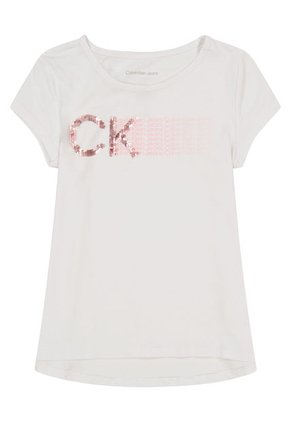 Camiseta Con Logotipo De Lentejuelas Niña Blanco Calvin Klein