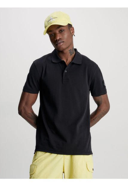 Polo Con Insignia Hombre Negro Calvin Klein