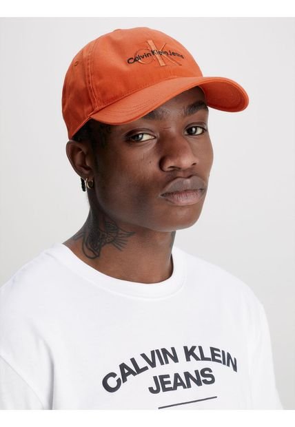 Gorra De Algodón Orgánico Con Logo Hombre Naranja Calvin Klein