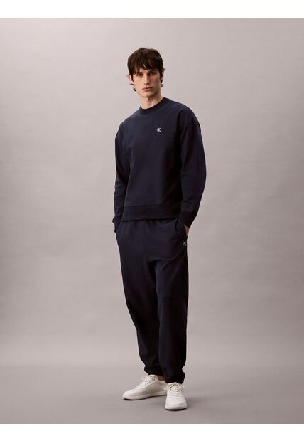 Jogger Azul En Tejido Terry Premium Con Monograma Bordado Calvin Klein