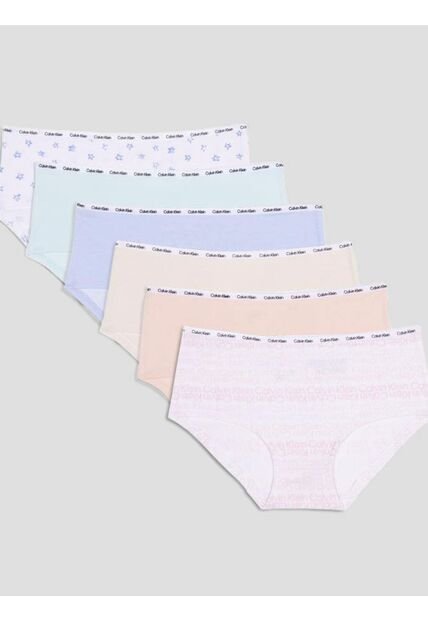 Pack Multicolor De 6 Pantys Hipster Para Niñas Calvin Klein