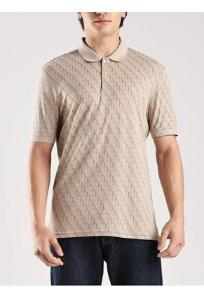 Polo Beige Manga Corta Con Estampado En Toda La Pieza Calvin Klein
