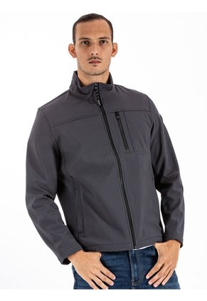 Chaqueta Gris Rompeviento Suave Con Cremallera Calvin Klein