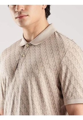 Polo Beige Manga Corta Con Estampado En Toda La Pieza Calvin Klein