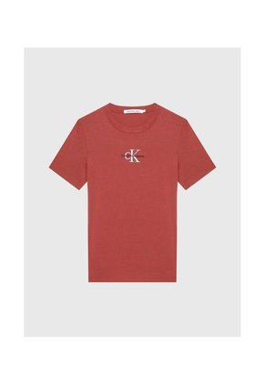 Camiseta Naranja Clasica Slim Con Logo Calvin Klein