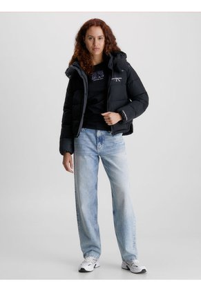 Chaqueta De Plumas Y Poliéster Reciclado Con Gorro Mujer Negro Calvin Klein