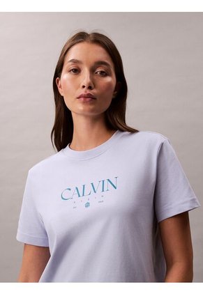 Camiseta Gris De Corte Clásico Con Gráfico Calvin Klein