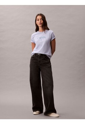 Camiseta Gris De Corte Clásico Con Gráfico Calvin Klein