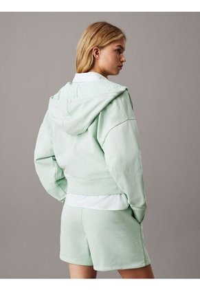 Buzo Verde Con Capota Y Cierre De Cremallera Calvin Klein