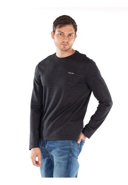 Camiseta Manga Larga Con Logo Hombre Negro Hombre Negro Calvin Klein