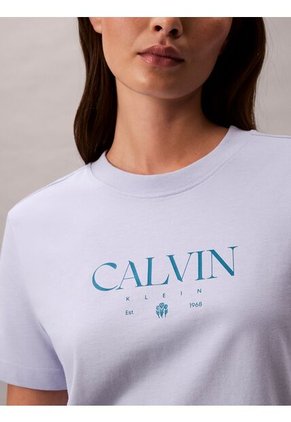 Camiseta Gris De Corte Clásico Con Gráfico Calvin Klein