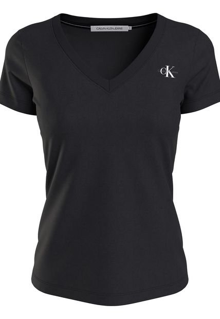 Camiseta De Algodón Orgánico Negro Calvin Klein