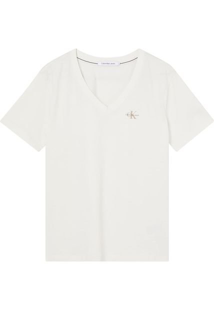 Camiseta De Algodón Orgánico Blanco Calvin Klein