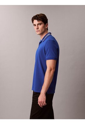 Polo Azul De Piqué Con Ribetes En Contraste Calvin Klein