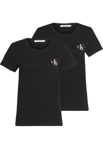 Pack De 2 Camisetas Negra Manga Corta Slim Fit Para Mujer Calvin Klein Calvin Klein