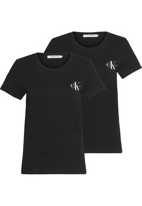 Pack De 2 Camisetas Negra Manga Corta Slim Fit Para Mujer Calvin Klein