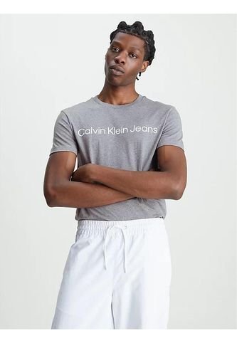 Camiseta Gris Con Logo Para Hombre Calvin Klein