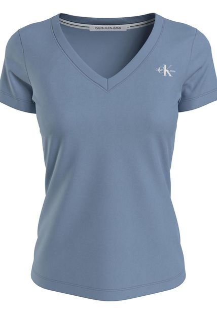 Camiseta De Algodón Orgánico Azul Calvin Klein