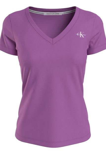 Camiseta Con Logo Violeta Calvin Klein