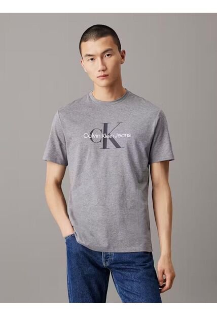 Camiseta Gris Con Monograma Calvin Klein
