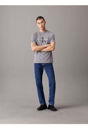 Camiseta Gris Con Monograma Calvin Klein