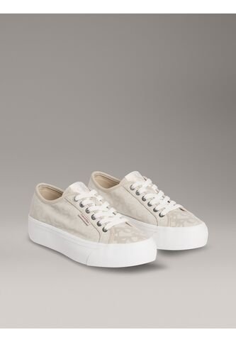 Tenis Beige De Plataforma De Jacquard Con Logo Calvin Klein Calvin Klein