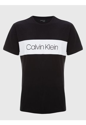 Camiseta Negra Iconic Con Logo En Bloque Calvin Klein