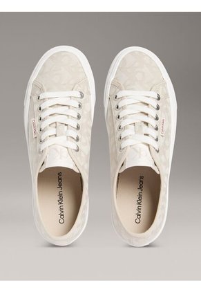 Tenis Beige De Plataforma De Jacquard Con Logo Calvin Klein