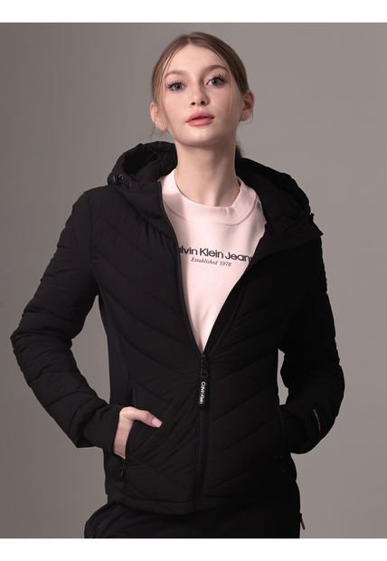 Rompe Negro Viento Plegable Con Estiramiento Calvin Klein