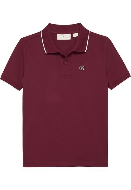 Polo Vino Tinto Regular Con Ribetes A Contraste Calvin Klein