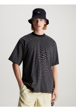 Camiseta Negra Relaxed Con Logo All Over Calvin Klein