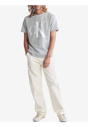 Camiseta Gris Con Monograma Calvin Klein